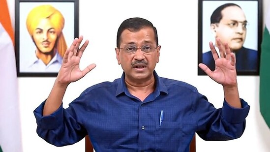 Delhi chief minister Arvind Kejriwal addresses a press conference in New Delhi. (PTI Photo)