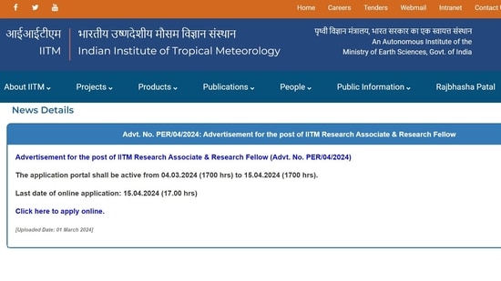 IITM Pune Invites Applications for 30 Research Associate & Fellow Posts