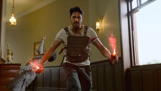 Sidharth Malhotra in a still from Yodha.