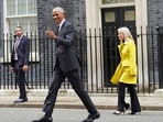 Former US president Barack Obama followed by United States ambassador to the United Kingdom Jane Hartley, leave following a meeting at 10 Downing Street, London, Monday March 18, 2024. (Stefan Rousseau/PA via AP) Former US president Barack Obama followed by United States ambassador to the United Kingdom Jane Hartley, leave following a meeting at 10 Downing Street, London, Monday March 18, 2024. (Stefan Rousseau/PA via AP)