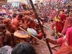 Lathmar Holi of Barsana is observed with much pomp every year. (HT_PRINT)