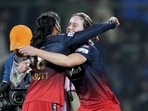Ellyse Perry and Smriti Mandhana celebrate RCB's title triumph. Ellyse Perry and Smriti Mandhana celebrate RCB's title triumph.