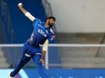 Jasprit Bumrah in action for MI.