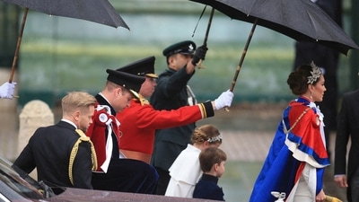 FILE PHOTO: Prince and Princess of Wales, Prince William and Kate Middleton, Prince Louis and Princess Charlotte arrive for the coronation ceremony of Britain's King Charles and Queen Camilla at Westminster Abbey, in London, Britain May 6, 2023. Peter Tarry/Pool via REUTERS/File Photo (via REUTERS)