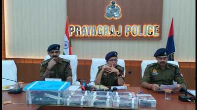 DCP trans-Yamuna Shraddha Narendra Pandey addressing press conference in Prayagraj on Monday. (HT PHOTO) DCP trans-Yamuna Shraddha Narendra Pandey addressing press conference in Prayagraj on Monday. (HT PHOTO)