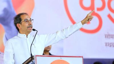 Hingoli, Mar 18 (ANI): Shiv Sena (Udhhav Balasaheb Thackeray) Chief Uddhav Thackeray addresses a public meeting ahead of the Lok Sabha elections, at Vasmat in Hingoli on Monday. (ANI Photo) (Shiv Sena X)