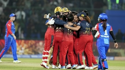 RCB players celebrate their win in the WPL-T20 final match against Delhi Capitals at the Arun Jaitley Stadium (PTI) RCB players celebrate their win in the WPL-T20 final match against Delhi Capitals at the Arun Jaitley Stadium (PTI)