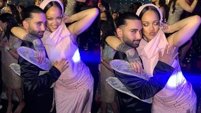 Orry and Rihanna posed for photos at Anant Ambani, Radhika Merchant’s pre-wedding gala in Jamnagar. Orry and Rihanna posed for photos at Anant Ambani, Radhika Merchant’s pre-wedding gala in Jamnagar.