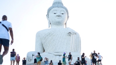 India-Thailand Travel: Tourists visit the Big Buddha statue in Phuket, Thailand. (Reuters)
