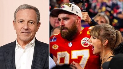Disney CEO Bob Iger was seen ‘fawning over’ Taylor Swift and Travis Kelce while dining in LA (Photo by JC Olivera / GETTY IMAGES NORTH AMERICA / Getty Images via AFP, Mark J. Rebilas-USA TODAY Sports) Disney CEO Bob Iger was seen ‘fawning over’ Taylor Swift and Travis Kelce while dining in LA (Photo by JC Olivera / GETTY IMAGES NORTH AMERICA / Getty Images via AFP, Mark J. Rebilas-USA TODAY Sports)