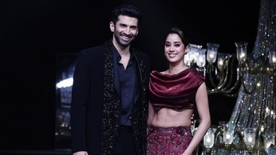 Aditya Roy Kapur and Janhvi Kapoor turn showstoppers at Lakme Fashion Week Day 5. (Instagram ) Aditya Roy Kapur and Janhvi Kapoor turn showstoppers at Lakme Fashion Week Day 5. (Instagram )