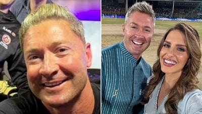 Notice anything in Michael Clarke's recent look on the right? (Erin Holland-Instagram) Notice anything in Michael Clarke's recent look on the right? (Erin Holland-Instagram)
