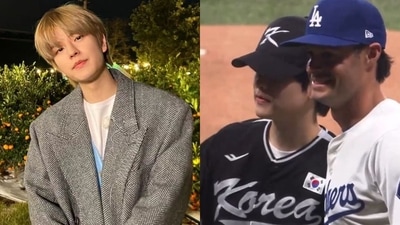 Stray Kids' Seungmin took the mound on March 18, before the Team Korea vs LA Dodgers exhibition game of the MLB World Tour Seoul Series. Stray Kids' Seungmin took the mound on March 18, before the Team Korea vs LA Dodgers exhibition game of the MLB World Tour Seoul Series.