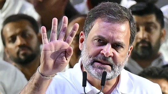 Congress party leader Rahul Gandhi addresses his supporters during an election campaign rally ahead of the upcoming national elections in Mumbai. (AFP)