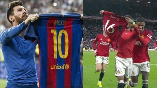 Amad Diallo replicated Lionel Messi's old celebration.