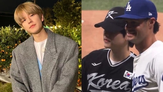 Stray Kids' Seungmin took the mound on March 18, before the Team Korea vs LA Dodgers exhibition game of the MLB World Tour Seoul Series.