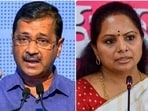 Delhi chief minister Arvind Kejriwal and Bharat Rashtra Samithi leader K. Kavitha. Delhi chief minister Arvind Kejriwal and Bharat Rashtra Samithi leader K. Kavitha.