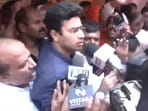 Bengaluru South MP Tejasvi Surya also joined the protest in Siddanna Layout, Bengaluru.