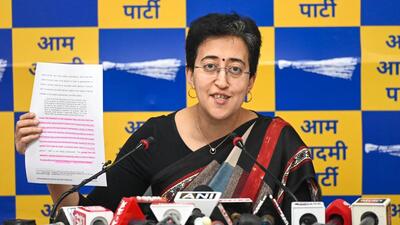 Atishi at a press conference on Tuesday. (Sanchit Khanna/HT photo) Atishi at a press conference on Tuesday. (Sanchit Khanna/HT photo)