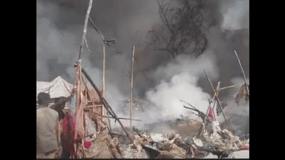 Due to the fire, the slums and the goods kept there got damaged.