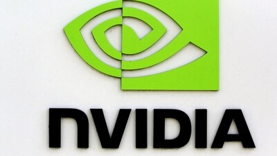 The logo of technology company Nvidia is seen at its headquarters in Santa Clara, California. Yotta Data Services’ haul of Nvidia chips will reach about 20,000 by June. (Reuters)