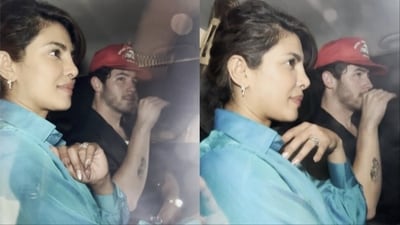 Priyanka Chopra and Nick Jonas were seen outside Farhan Akhtar's home. Priyanka Chopra and Nick Jonas were seen outside Farhan Akhtar's home.