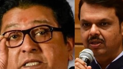 Maharashtra Navnirman Sena chief Raj Thackeray (left) and Maharashtra deputy chief minister Devendra Fadnavis Maharashtra Navnirman Sena chief Raj Thackeray (left) and Maharashtra deputy chief minister Devendra Fadnavis