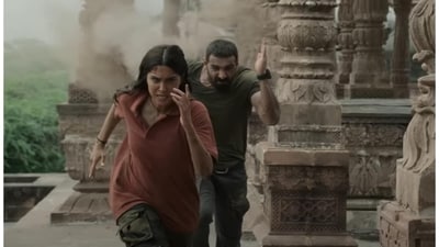 Vedaa teaser is out. John Abraham and Sharvari Wagh in a still from Vedaa. Vedaa teaser is out. John Abraham and Sharvari Wagh in a still from Vedaa.