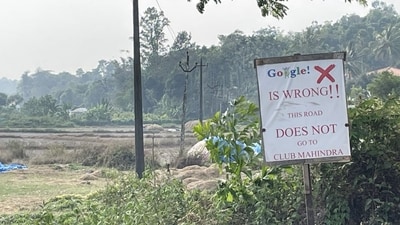 The signboard put up by locals in Kodagu, Karnataka. (X/@KodaguConnect) The signboard put up by locals in Kodagu, Karnataka. (X/@KodaguConnect)