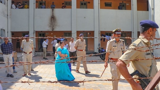 Ahmedabad: Police investigate the Gujarat University hostel campus where students hailing from different foreign countries were assaulted allegedly by a group of persons over the issue of offering Namaz, in Ahmedabad (PTI)