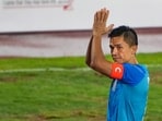 Bengaluru: Indian Captain Sunil Chhetri reacts after winning the match against Pakistan at SAFF Championship 2023 at Kanteerava Stadium Bengaluru: Indian Captain Sunil Chhetri reacts after winning the match against Pakistan at SAFF Championship 2023 at Kanteerava Stadium