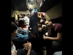 Crowded third AC coach of Chetak Express. Crowded third AC coach of Chetak Express.
