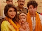 Priyanka Chopra and Nick Jonas with daughter Malti at Ram Mandir in Ayodhya. (ANI) Priyanka Chopra and Nick Jonas with daughter Malti at Ram Mandir in Ayodhya. (ANI)