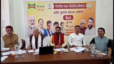 : Haryana chief minister Nayab Singh Saini on Wednesday claimed that the Congress is not a challenge for them, and they will win all 10 Lok Sabha seats in the state. (Manoj Dhaka/HT) : Haryana chief minister Nayab Singh Saini on Wednesday claimed that the Congress is not a challenge for them, and they will win all 10 Lok Sabha seats in the state. (Manoj Dhaka/HT)