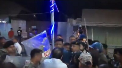 A clash erupted between Trinamool Congress and BJP workers in Dinhata on Tuesday (Video screengrab) A clash erupted between Trinamool Congress and BJP workers in Dinhata on Tuesday (Video screengrab)