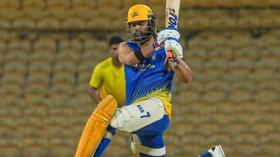 Mahendra Singh Dhoni rolls back years in CSK's training session.