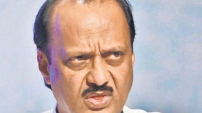Mumbai, India – June 21, 2023: NCP leader Ajit Pawar during the Nationalist Congress Party ( NCP ) Silver jubilee year celebrations at Shanmukhananda Auditorium, in the presence of member and acting president Supriya Sule, NCP leader Ajit Pawar, NCP leaders Praful Patel, NCP leader & MP Sunil Tatkare, along with other NCP leaders, in Mumbai, India, on Wednesday, June 21, 2023. (Photo by Bhushan Koyande/HT Photo) Mumbai, India – June 21, 2023: NCP leader Ajit Pawar during the Nationalist Congress Party ( NCP ) Silver jubilee year celebrations at Shanmukhananda Auditorium, in the presence of member and acting president Supriya Sule, NCP leader Ajit Pawar, NCP leaders Praful Patel, NCP leader & MP Sunil Tatkare, along with other NCP leaders, in Mumbai, India, on Wednesday, June 21, 2023. (Photo by Bhushan Koyande/HT Photo)
