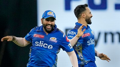 Mumbai Indians batter Rohit Sharma celebrates with a teammate (PTI) Mumbai Indians batter Rohit Sharma celebrates with a teammate (PTI)