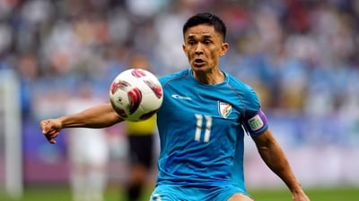 India's Sunil Chhetri controls the ball during the Asian Cup Group B match (AP) India's Sunil Chhetri controls the ball during the Asian Cup Group B match (AP)