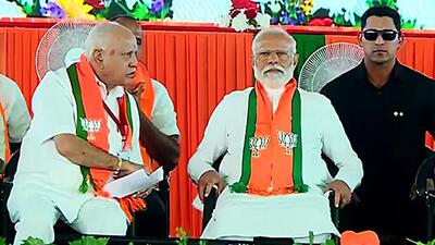 Senior Karnataka BJP leader and former chief minister BS Yediyurappa with Prime Minister Narendra Modi in Shivamogga earlier this week. (ANI Photo) Senior Karnataka BJP leader and former chief minister BS Yediyurappa with Prime Minister Narendra Modi in Shivamogga earlier this week. (ANI Photo)