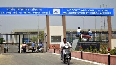 The civil terminal in Sikandarpur is adjacent to the Hindon airbase and uses the runway of the airbase to operate civil flights. (HT Archive) The civil terminal in Sikandarpur is adjacent to the Hindon airbase and uses the runway of the airbase to operate civil flights. (HT Archive)