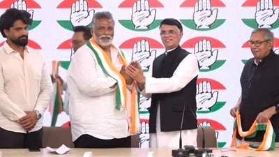 Pappu Yadav joined the Congress on Wednesday and merged his Jan Adhikar Party with the Congress.