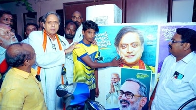 Shashi Tharoor said he met the boy who was beaten up by 'BJP goons' for leaning on a BJP poster. Shashi Tharoor said he met the boy who was beaten up by 'BJP goons' for leaning on a BJP poster.
