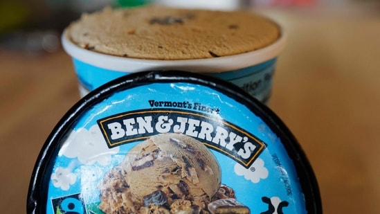 Consumer goods company Unilever announced that it will be cutting 7,500 jobs and spinning off its division that makes ice cream, which includes Ben & Jerry�s, Cornetto and Magnum sweet treats, into a new company. The spinoff is expected to be completed by the end of 2025. (Photo Illustration by Michael M. Santiago/Getty Images) (Photo by Michael M. Santiago / GETTY IMAGES NORTH AMERICA / Getty Images via AFP) (Getty Images via AFP)