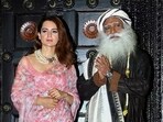 Kangana Ranaut with Sadhguru at an event. (File Photo) Kangana Ranaut with Sadhguru at an event. (File Photo)