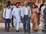 Congress leaders Salman Khurshid, Mukul Wasnik, Supriya Shrinate and others come out after meeting the Election Commissioners at Nirvachan Sadan, in New Delhi. (PTI) Congress leaders Salman Khurshid, Mukul Wasnik, Supriya Shrinate and others come out after meeting the Election Commissioners at Nirvachan Sadan, in New Delhi. (PTI)