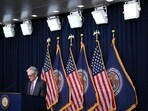 US Federal Reserve Chairman Jerome Powell speaks during a press conference at the end of the two-day Federal Open Market Committee (FOMC) meeting at the Federal Reserve in Washington, DC. US Federal Reserve Chairman Jerome Powell speaks during a press conference at the end of the two-day Federal Open Market Committee (FOMC) meeting at the Federal Reserve in Washington, DC.
