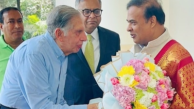 "On behalf of the people of Assam, today in Mumbai I conveyed our heartfelt gratitude to Shri @RNTata2000 and Shri N Chandrasekharan for displaying remarkable conviction and faith in our State to execute this mega game changing investment", Himanta Biswa Sarma posted on X.&nbsp; (Himanta Biswa Sarma-X)