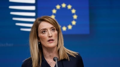 European Parliament President Roberta Metsola speaks during a media conference at an EU Summit in Brussels (AP Photo/Omar Havana) (AP) European Parliament President Roberta Metsola speaks during a media conference at an EU Summit in Brussels (AP Photo/Omar Havana) (AP)