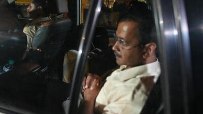 Delhi chief minister Arvind Kejriwal being taken away by ED following his arrest on Thursday. (HT Photo) Delhi chief minister Arvind Kejriwal being taken away by ED following his arrest on Thursday. (HT Photo)